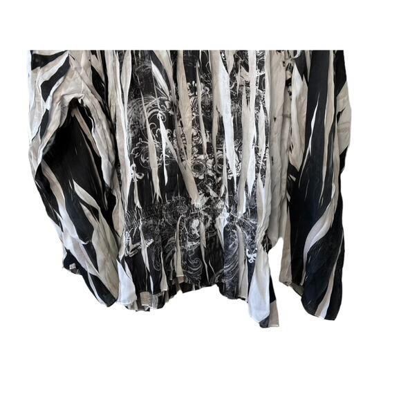 Venezia Black & White Semi-Sheer Long Sleeve Blouse Women's Size 18/20 - Picture 3 of 8